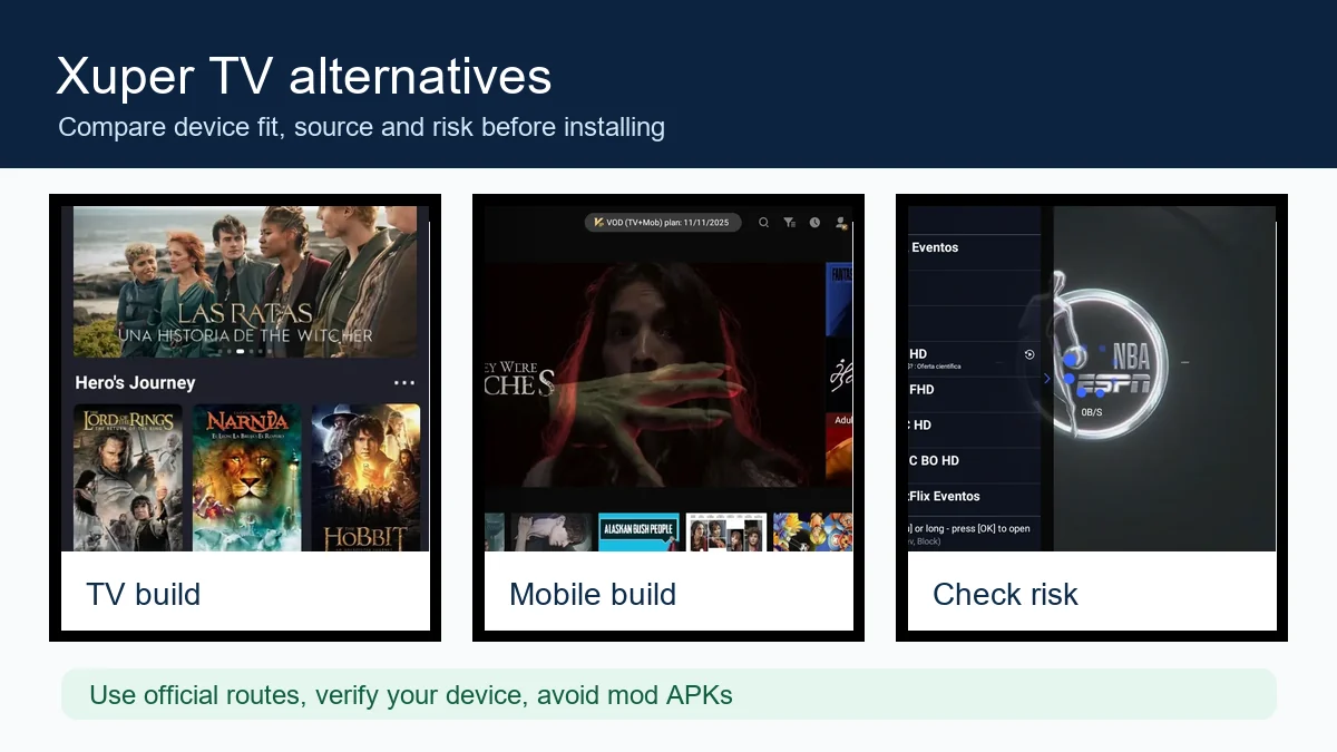 Alternativas a Xuper TV: 7 opciones y cómo elegir sin instalar APK riesgosos
