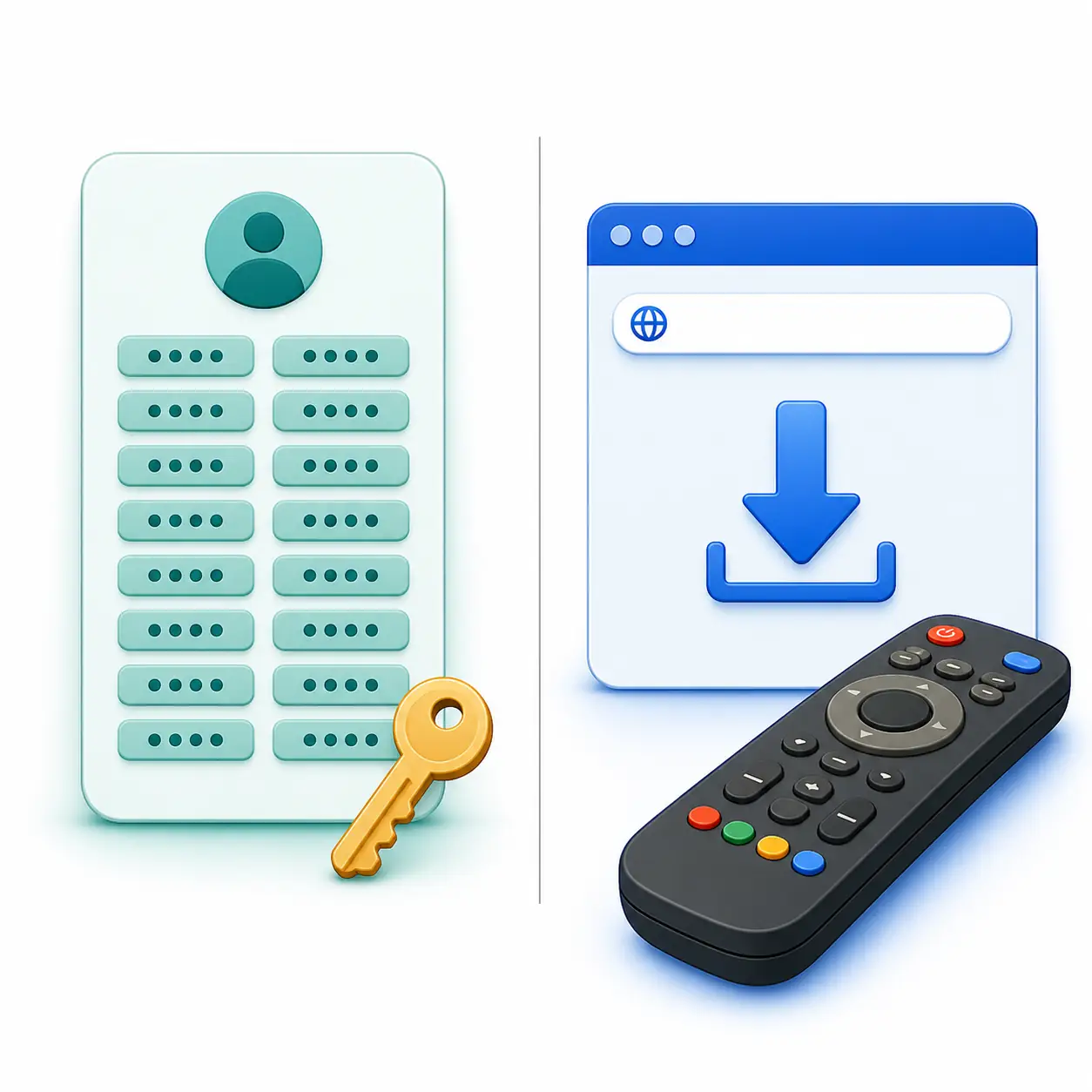 Comparación visual entre un código de acceso y una URL de descarga para TV