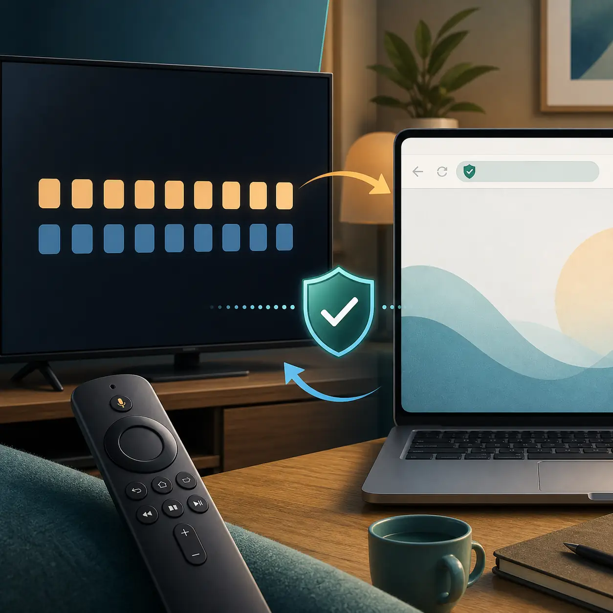 Televisor y teléfono conectados a un código de acceso de Xuper TV