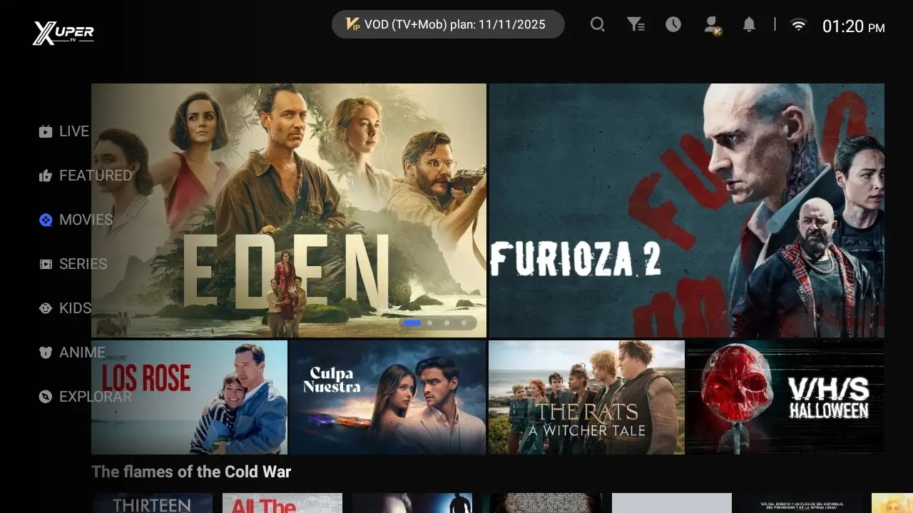 Sección de acción de Xupertv APK en TV - Películas y series de acción en HD