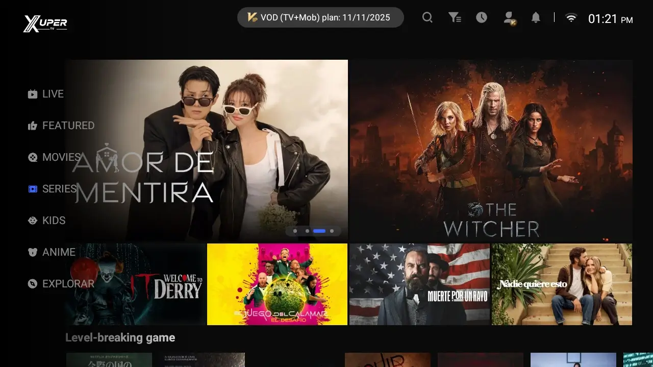 Sección de drama de Xupertv APK en TV - Series y telenovelas en Smart TV