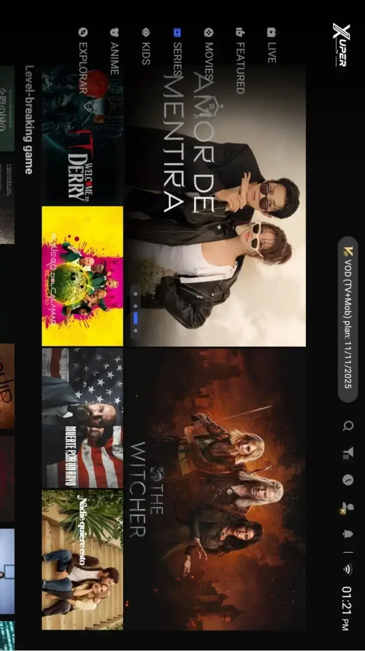 Xupertv APK para Android TV y Smart TV - Sección de thriller y suspenso